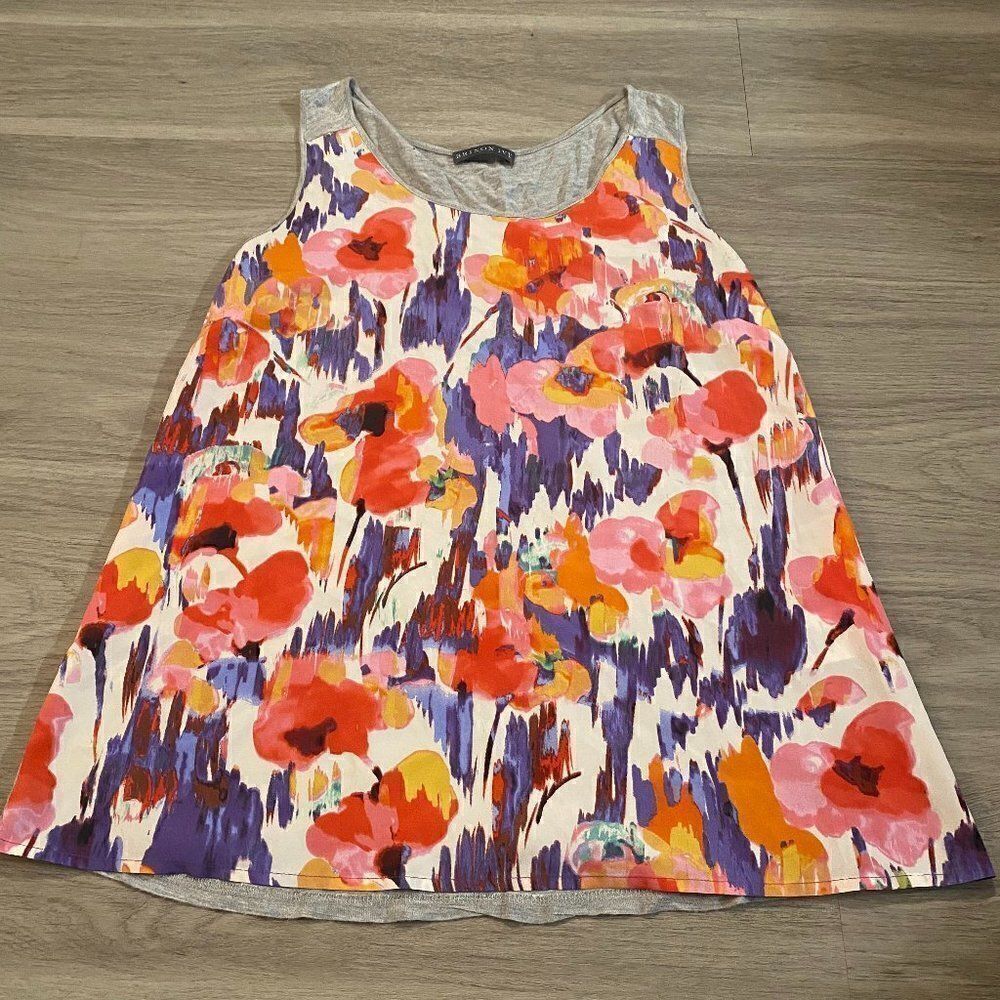 Brixon Ivy Womens Multicolor Floral Scoop Neck Sleeveless Blouse Top Size Medium